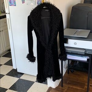 Vintage Betsey Johnson velvet faux fur duster